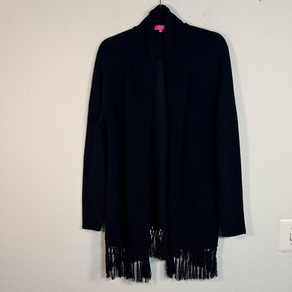 Lilly Pulitzer Elegant Black Fringe Sweater size XL - Picture 2 of 4